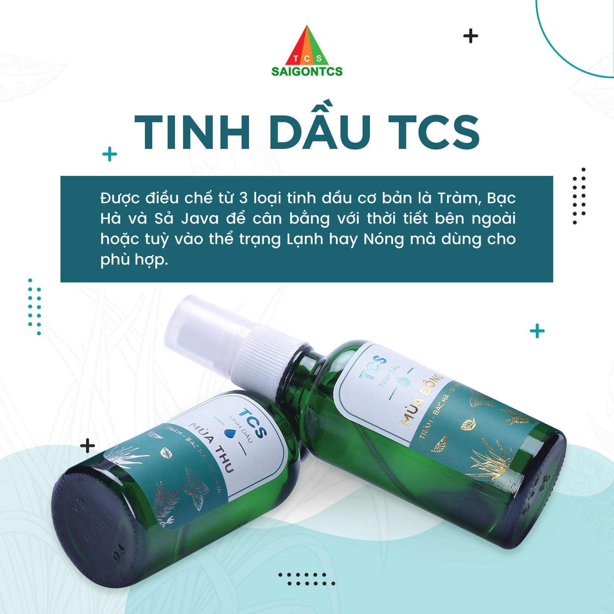 TINH DẦU THIÊN NHIÊN MÙA THU - Chai 50ml - Tràm, Bạc Hà và Sả Java - Sài Gòn TCS- NGĂN NGỪA VIÊM MŨI, VIÊM MŨI DỊ ỨNG Đuổi muỗi, thơm phòng