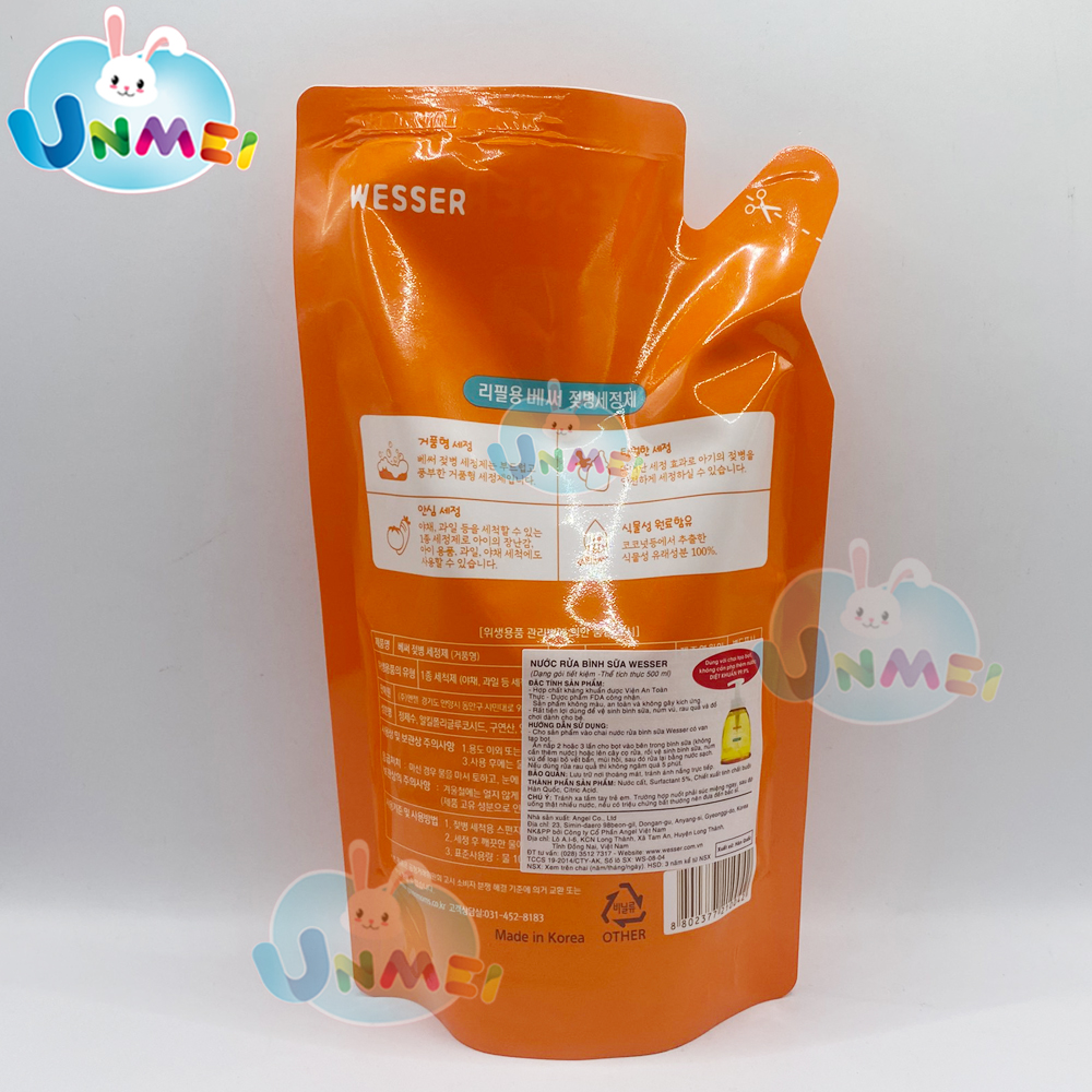 Nước Rửa Bình Sữa Wesser Túi 500ml
