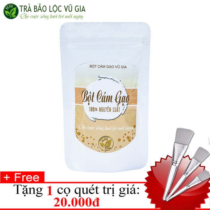 Bột Cám Gạo Nguyên Chất Vũ Gia (100g/túi) + Tặng Cọ Quét Mặt Nạ - Mặt nạ dưỡng da sạch dầu nhờn, tắm trắng, se khít lỗ chân lông - Đã được kiểm nghiệm y tế