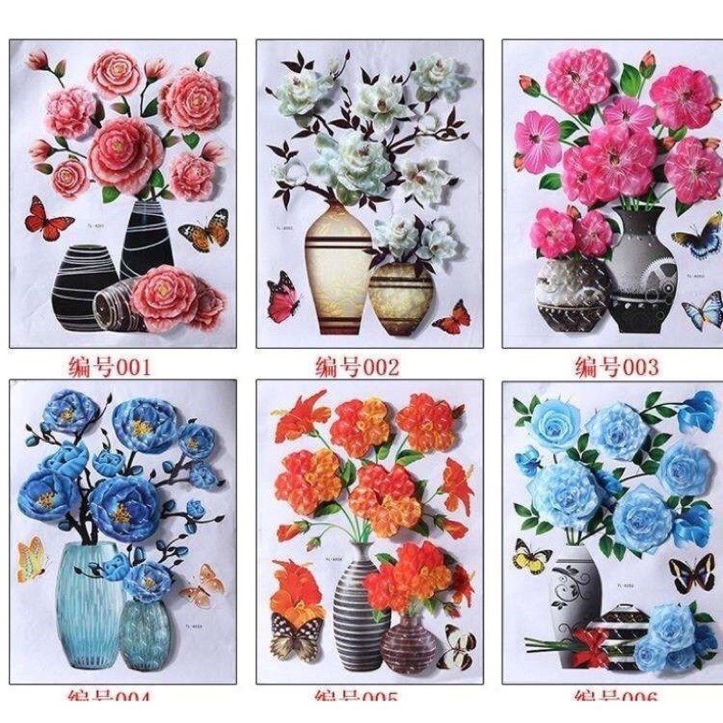 Dán hoa 3d nổi có sẵn keo
