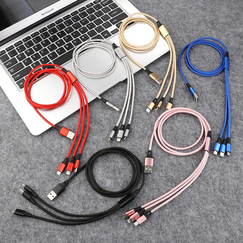 Cáp sạc nhanh điện thoại 3 in 1 đa năng Lightning - Micro - Type C-DS7