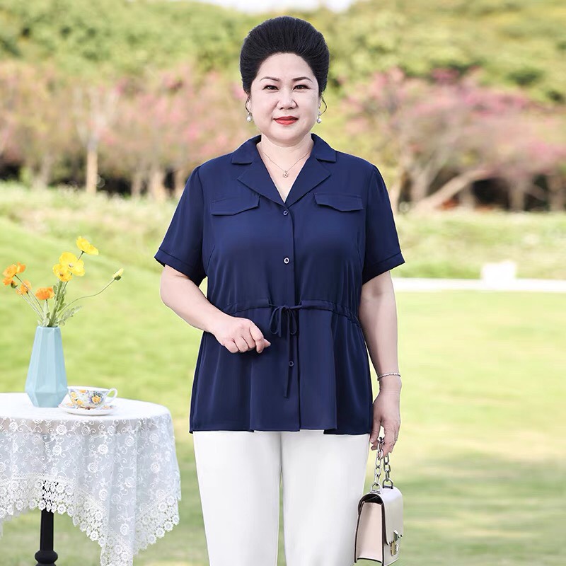 áo sơ mi rút eo trung niên bigsize - G24623