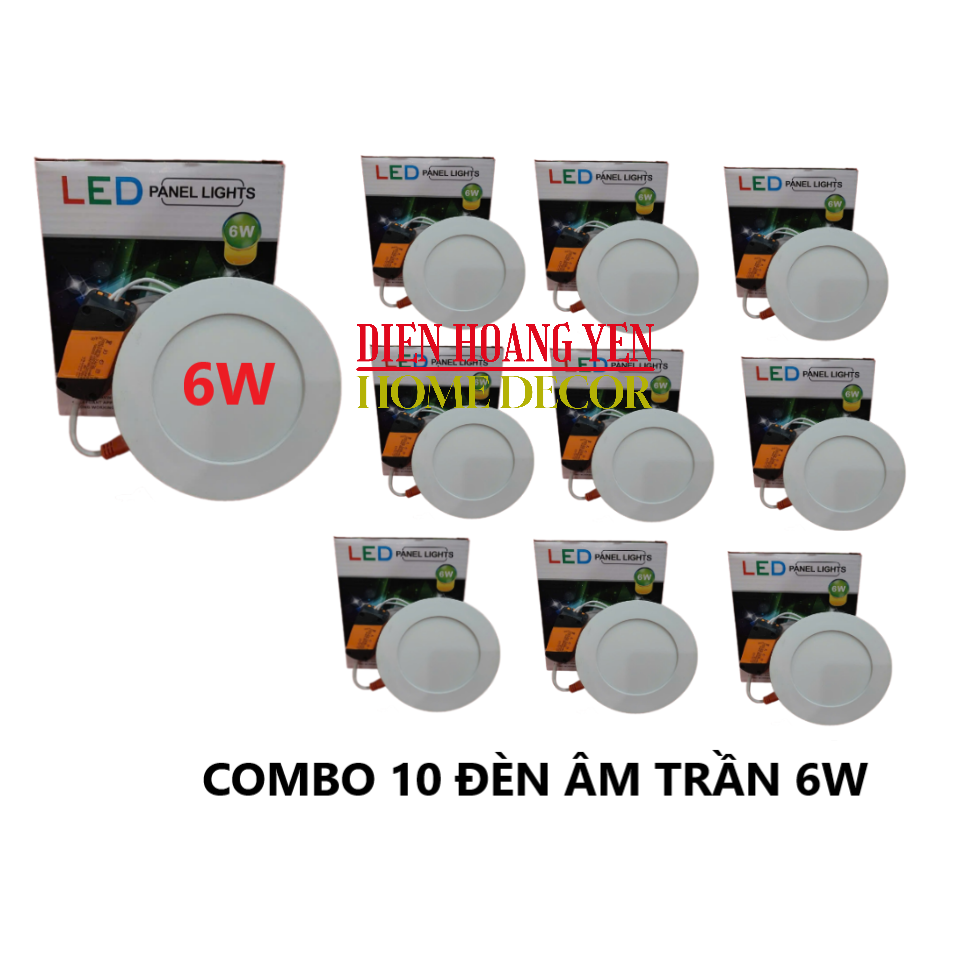 Bộ 10 đèn Led âm trần siêu mỏng 6w khoét lỗ 100mm