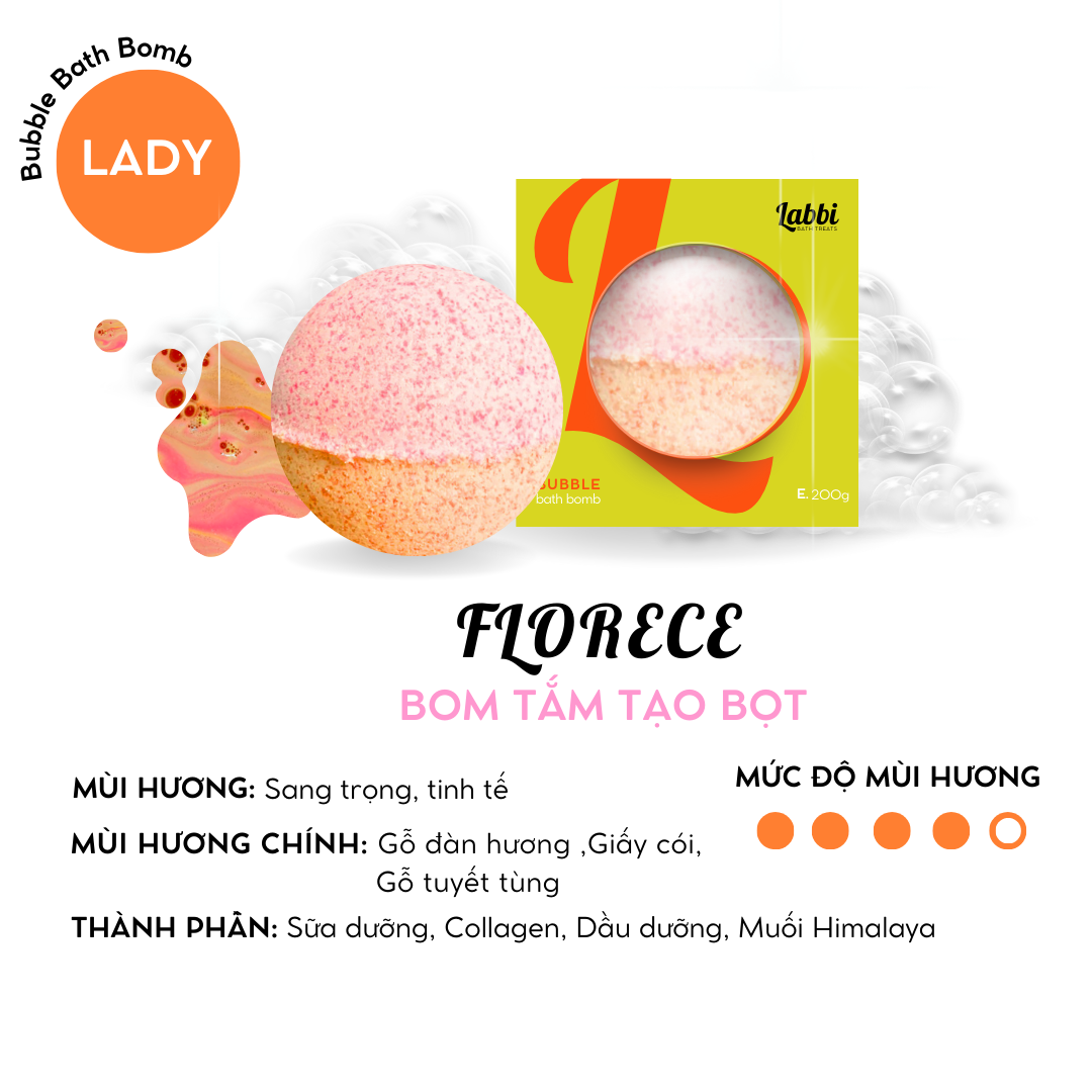 Florece bubble bath bomb / viên tạo bọt bồn tắm / bom tắm tạo bọt