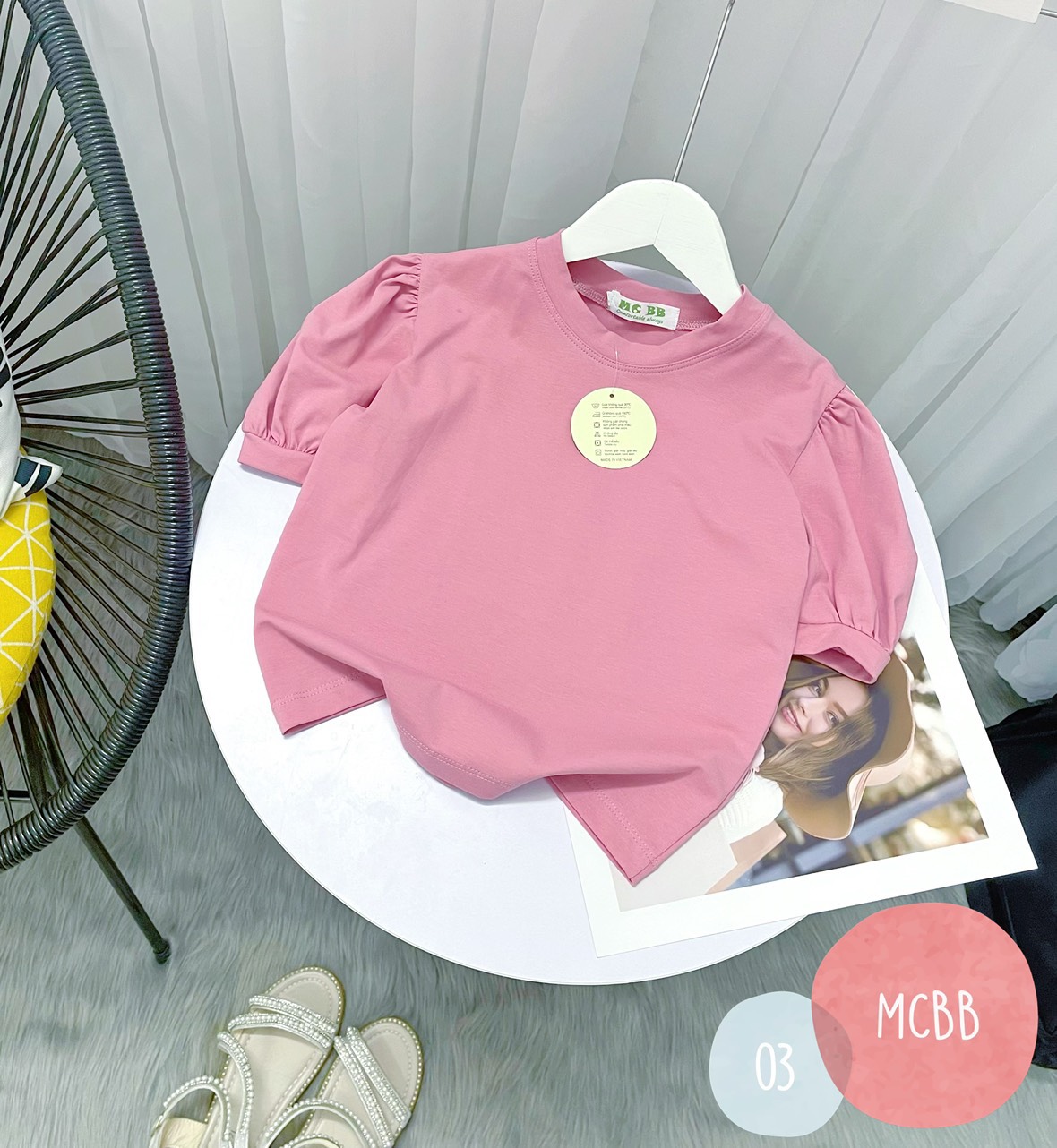 Mcbb 24-49 kg 100% vải cotton áo kiểu cho bé gái áo tay bồng bé gái áo thun bé gái cổ tròn tay ngắn áo trơn bé gái áo blouse bé gái áo tay phồng áo croptop cho bé gái áo thun màu hồng be áo cộc tay bé gái áo croptop nữ áo phông bé gái áo bé gái áo trẻ em