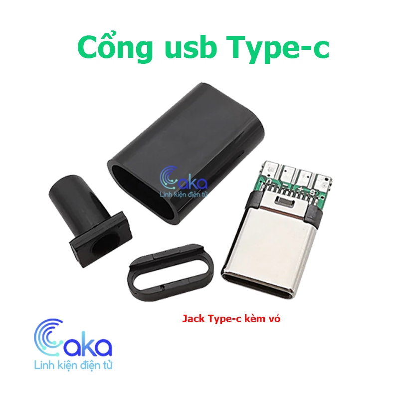 Jack cắm usb type-c cái 16 chân, jack cắm usb type-c kèm vỏ diy