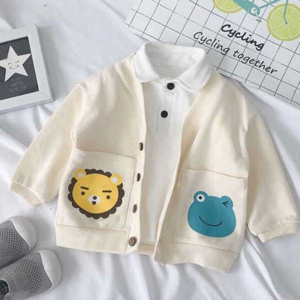 Áo len cho bé trai in hình con vật, áo len cardigan cho bé trai gái từ 6- 20kg- TINY KIDS