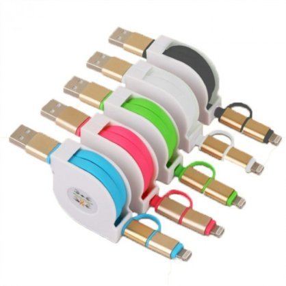 [HCM]Cáp sạc dây rút 2 đầu Lightning-MicroUSB.