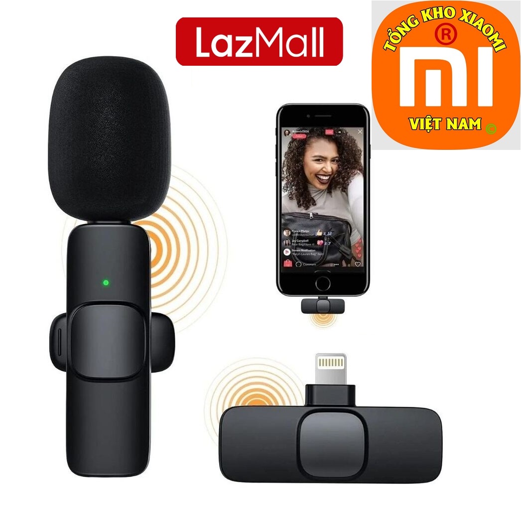 LazMall -50% Xiaomi Việt Nam Sale Mạnh Mẽ Micro Thu Âm Livestream Tốt Nhất Hiện Nay Bộ Mic Thu Âm Không Dây Khử Tiếng Ồn K9 – Bộ Mic Livestream Wireless Cài Áo Lightning 1 Mic Micro Livestream Cài Áo Tiện Lợi Micro Thu Âm Không Dây Cho Điện Thoại