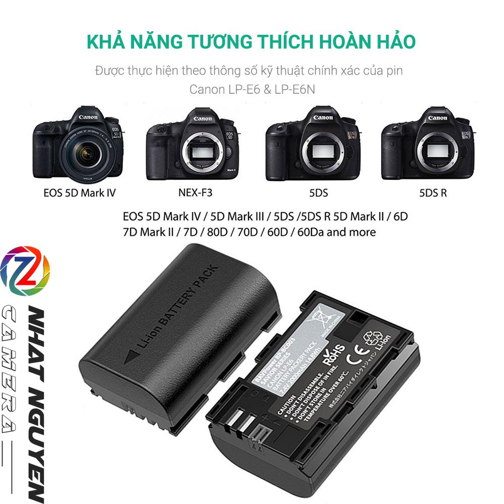 [HCM]Bộ 2 pin và 1 sạc đôi RAVPower LP-E6N  LP-E6 cho Canon