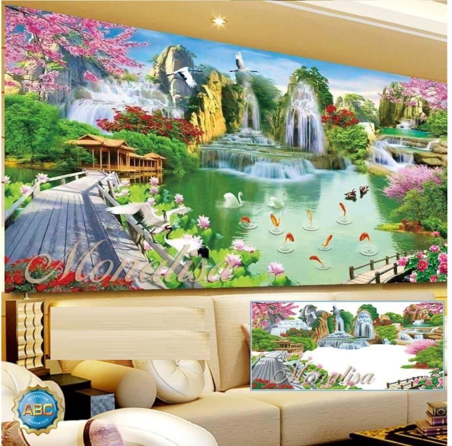 Tranh đính đá lưu thuỷ sinh tài Y8210