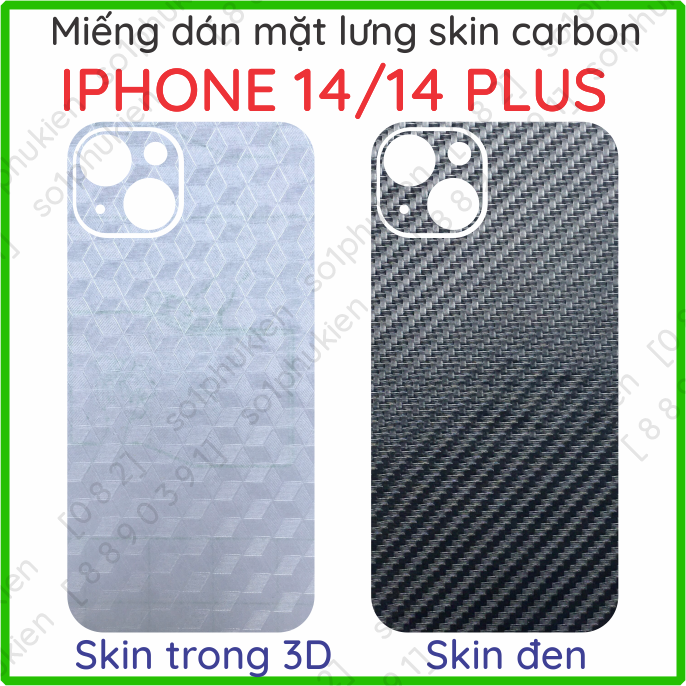 Miếng dán mặt lưng kèm cam skin carbon iPhone 14 / 14+