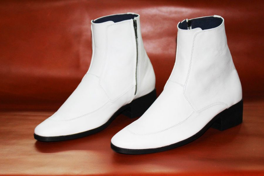 Giày boot nam màu trắng da bò thật. Mã số: B200. Bảo hành 12 tháng