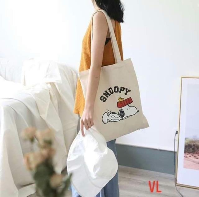 [Túi tote] Túi vải chó Snoopy nằm BLA0719