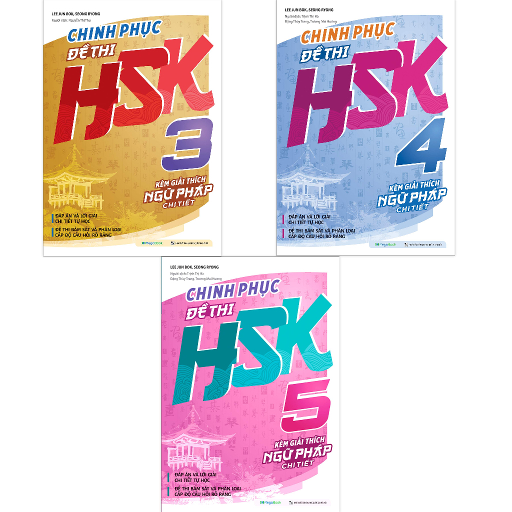 Sách combo chinh phục đề thi hsk 3 - hsk 4 - hsk 5