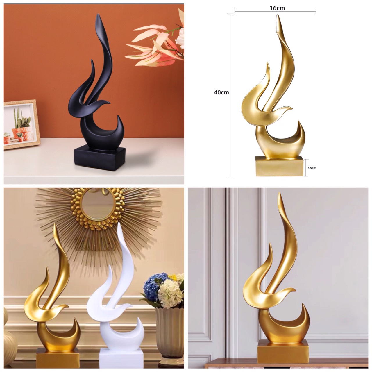Tượng trang trí, decor phòng khách, nhà cửa, MÔ HÌNH NGỌN LỬA (Cao 40 cm)