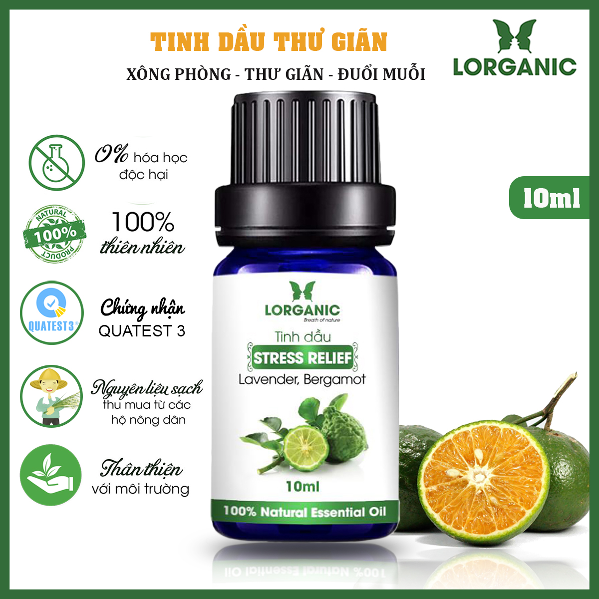 [HCM]Tinh dầu thư giãn Stress Relief Lorganic (10ml, 50ml)