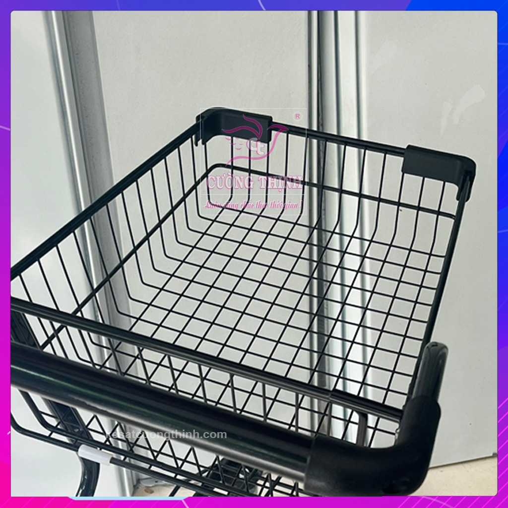 Xe đẩy siêu thị 2 tầng, chở hàng tiện ích