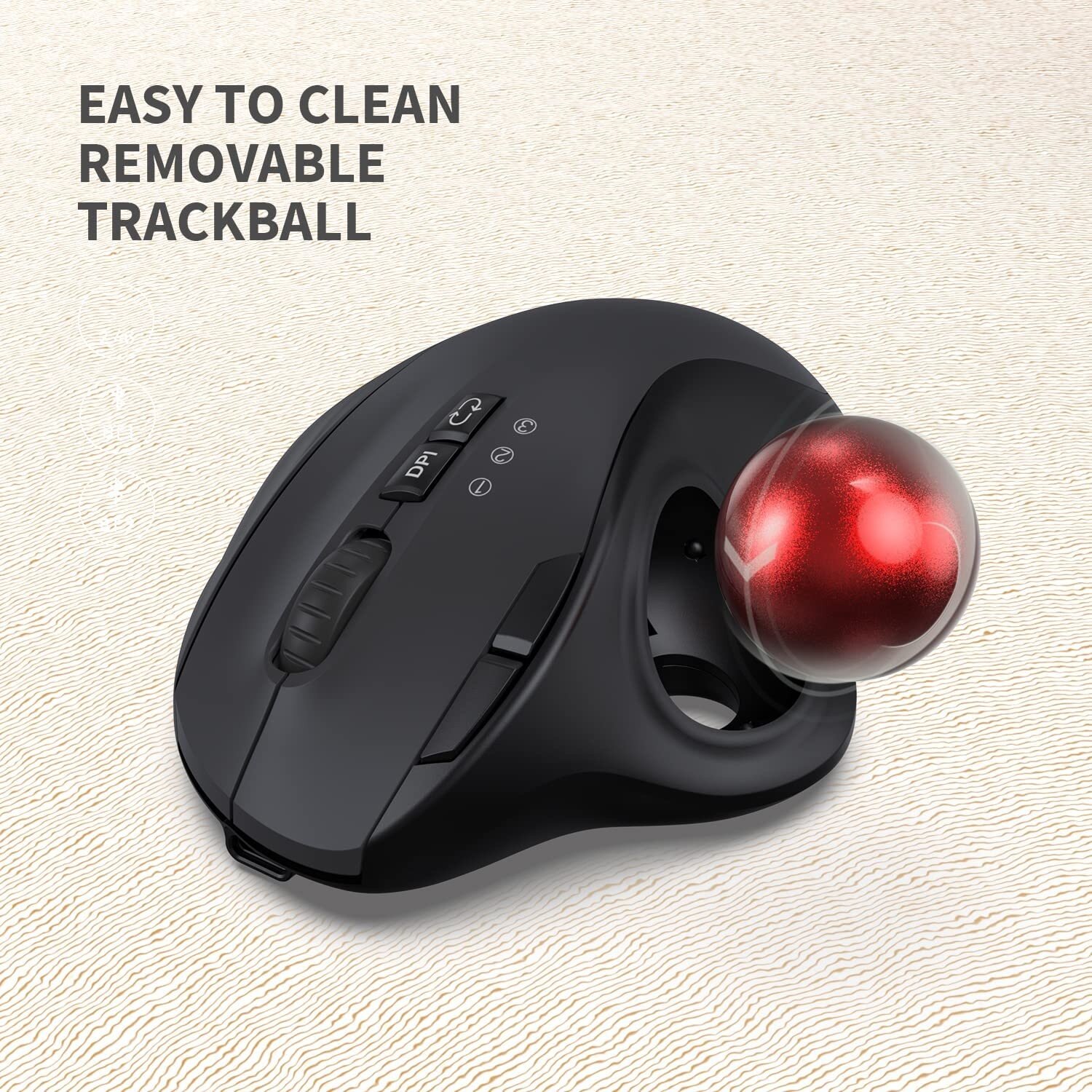 Ergonomic Mouse Wireless Trackball Mouse Bluetooth Mouse Adjustable 2400 DPI Dual Mode Vertical Mouse Connecting up to 3 devices simultaneously for Laptop