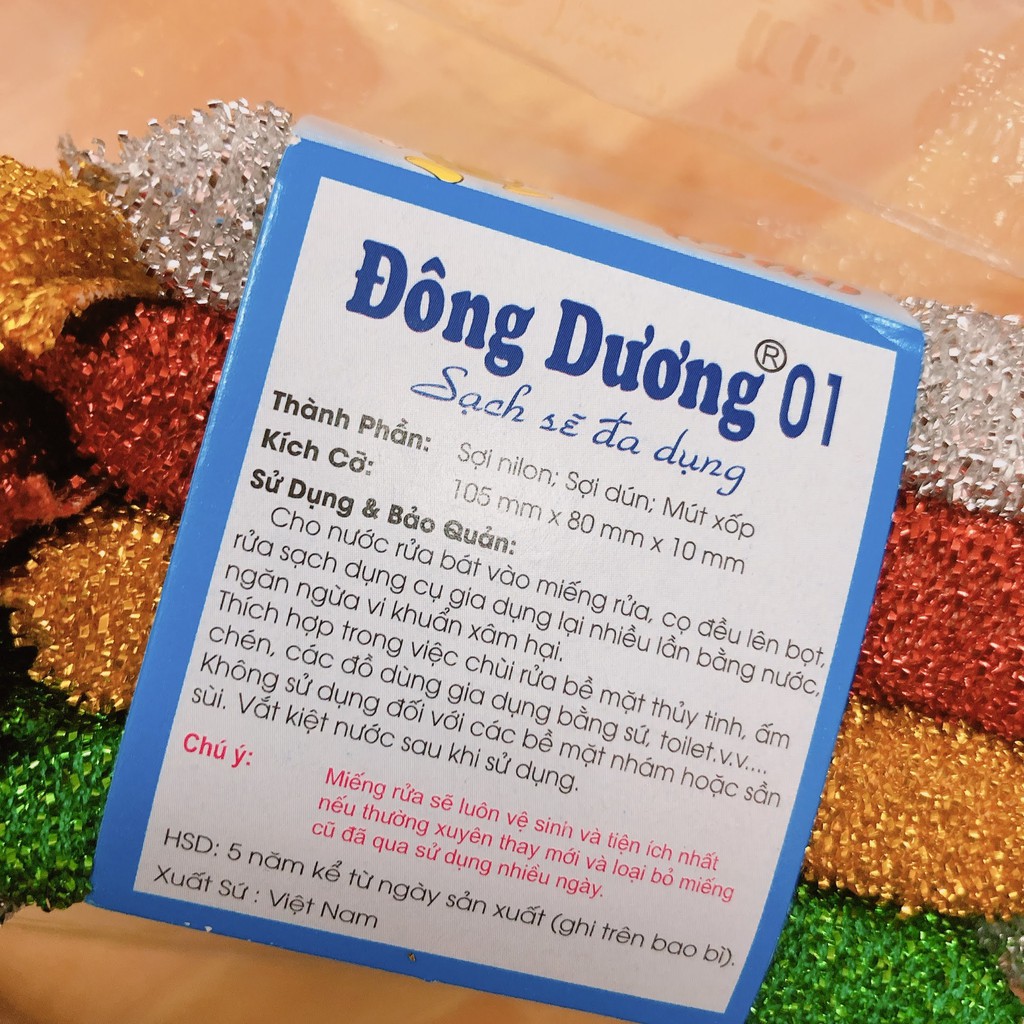 Combo 4 miếng cước rửa chén kim tuyến nhiều màu