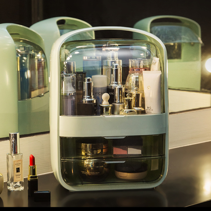 Hộp đựng đồ trang điểm hữu ích nhiều ngăn có nắp đậy tiện ích cao cấp, Tủ mini để bàn trang điểm nhiều màu bền đẹp DH-DGD2010