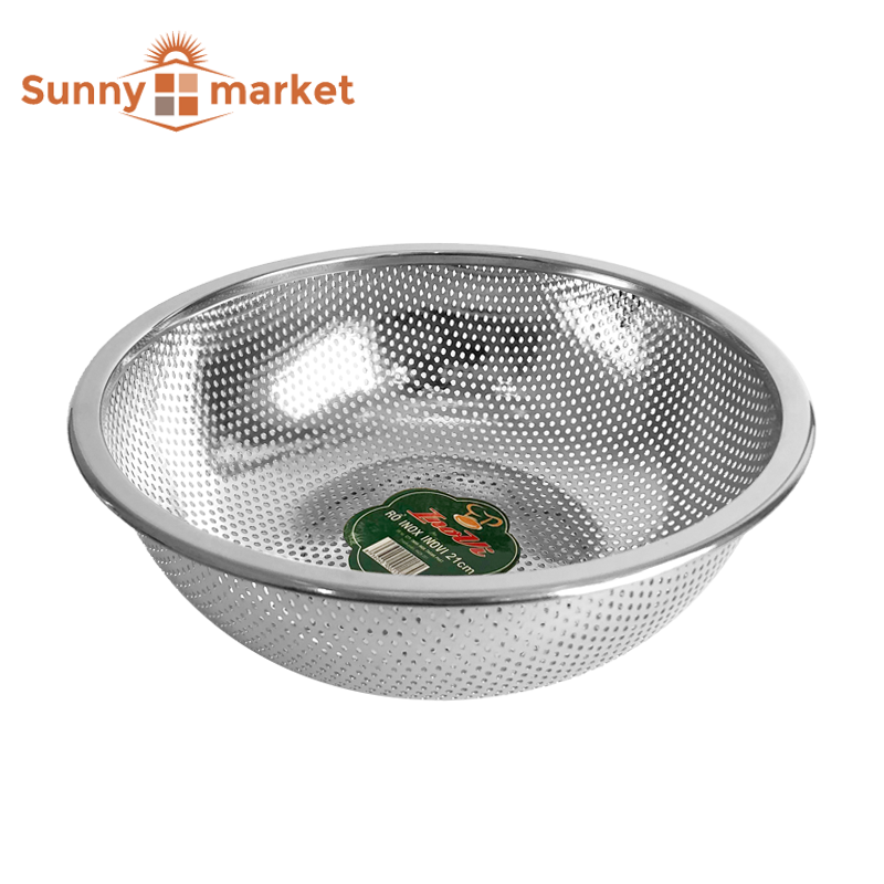 Rổ rá inox cao cấp dày dặn, siêu bền đẹp đường kính 24cm