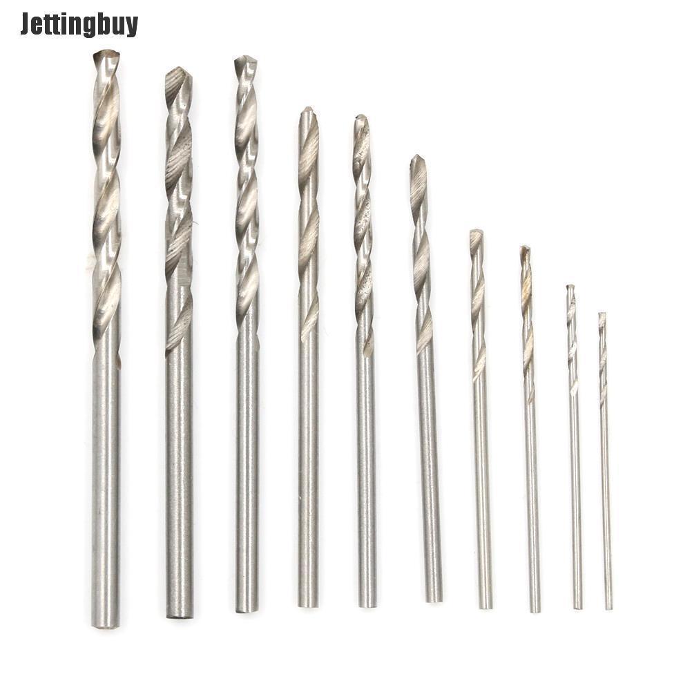 Jettingbuy 10Pcs Titanium Coated Drill Bits High Speed Steel Drill Bits Power Tools 0.8-3mm