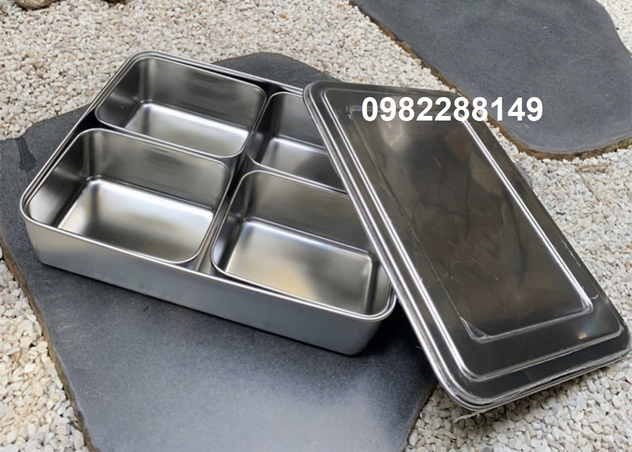 KHAY GIA VỊ INOX CÓ NẮP NHỰA/ INOX RỜI (4 NGĂN,6 NGĂN,8 NGĂN) ĐỰNG TOPPING