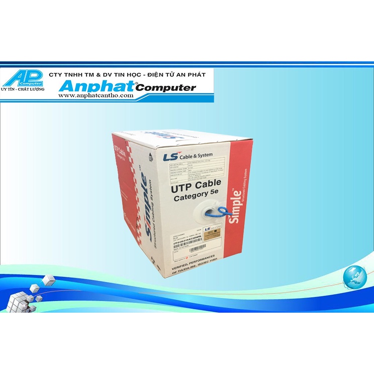 Thùng cáp mạng ls cat5e utp , 24awg, lõi đồng đặc, 4 đôi, vỏ pvc - hàng chính hãng