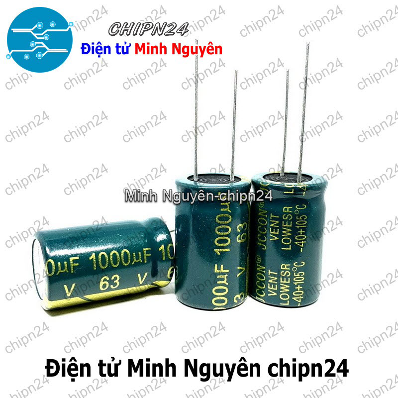 [2 con] (J29) Tụ hóa 1,000uF 63V Xanh Lá (16x25mm) (1000uF 63V) (Tần số cao) - HH005752