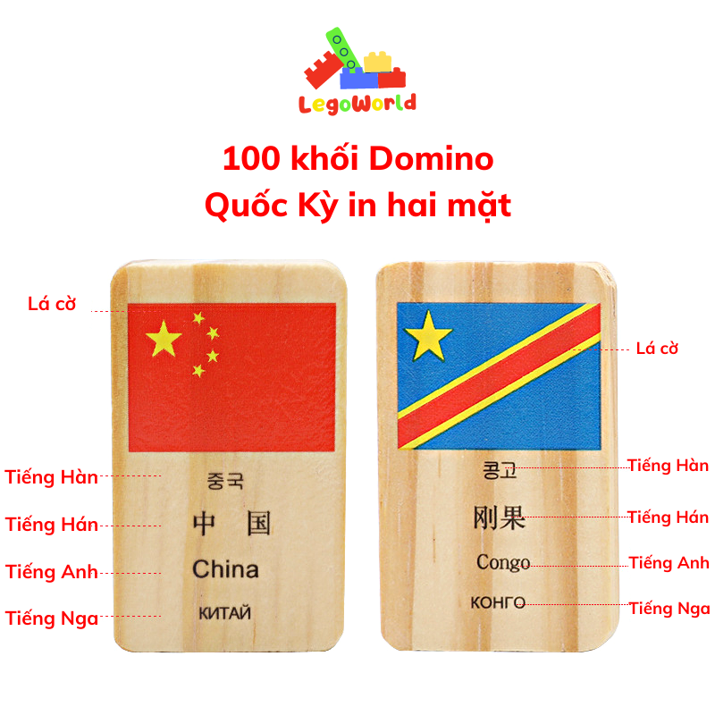 Domino cờ 100 quốc gia - Đồ chơi cho bé