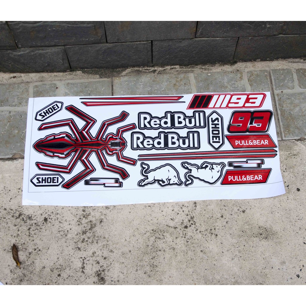 Tem dán nón Fullface Red Bull