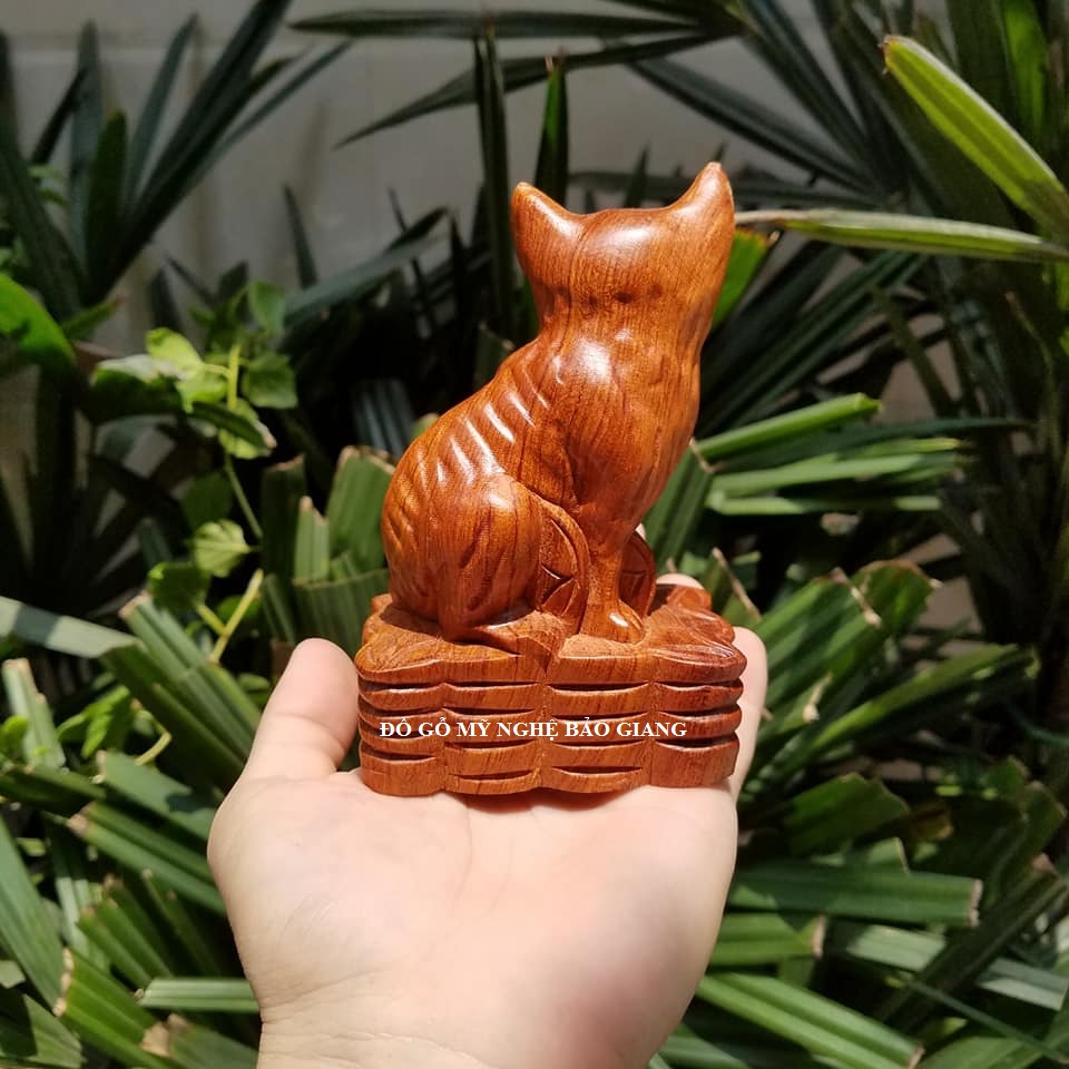 Tượng con mèo gỗ hương
