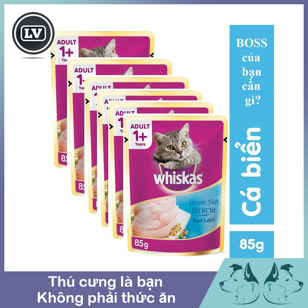 Thức Ăn Pate Whiskas Vị Cá Biển Hải Sản Cho Mèo 85g - Phụ Kiện Long Vũ