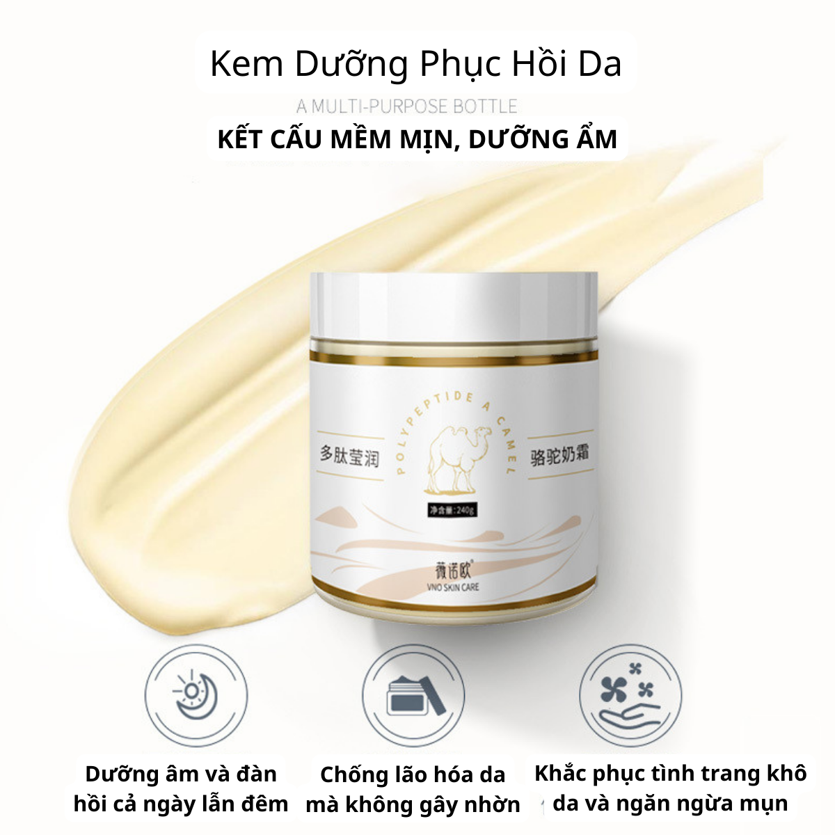 [ Giảm 30%] Kem dưỡng ẩm phục hồi da cấp tốc giúp da căng bóng mọng da xóa nhăn vĩnh viễn 240g chiết xuất từ sữa lạc đà và bơ