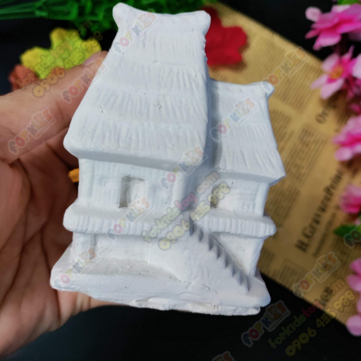 Coloring statue, small house, size M, gypsum statue, sculpture