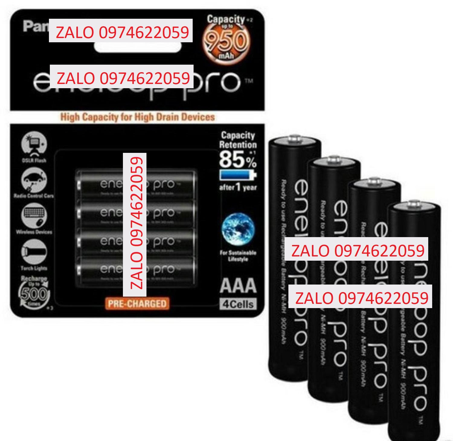 Pin sạc Pana sonic AAA Ene loop pro 950mAh - BK-4HCCA (vỉ 4 viên)