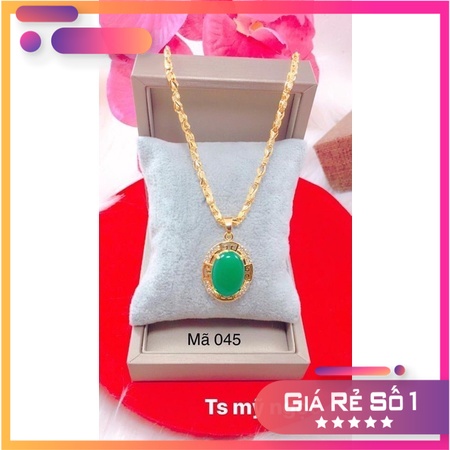 Dây chuyền mặt đá xanh mạ vàng - trang sức rẻ 2
