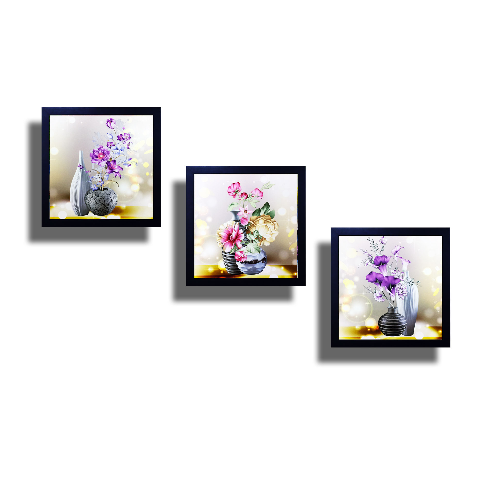 Tranh treo tường - Hoa Khai Phú Quý 18 - Tranh Minh Hiền (Khung gỗ - 40x120 cm/Bộ)