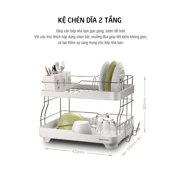 Kệ Để Chén Đĩa 2 Tầng Lock&Lock LDR2001 (Màu Ngẫu Nhiên)