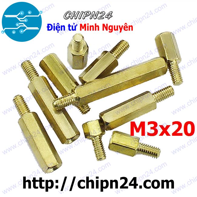[4 cái] (F64) Cọc đồng M3x20 (D-C) (Trụ đồng, Ốc kê bo mạch)
