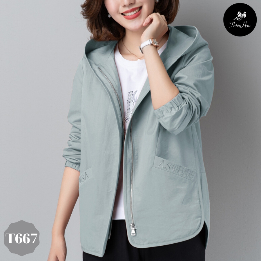 Áo Khoác Nữ Chống Nắng Chống Tia UV Chất Kaki Nhung 2 lớp Nhẹ Cao Cấp T667  Thương Hiệu Thiều Hoa