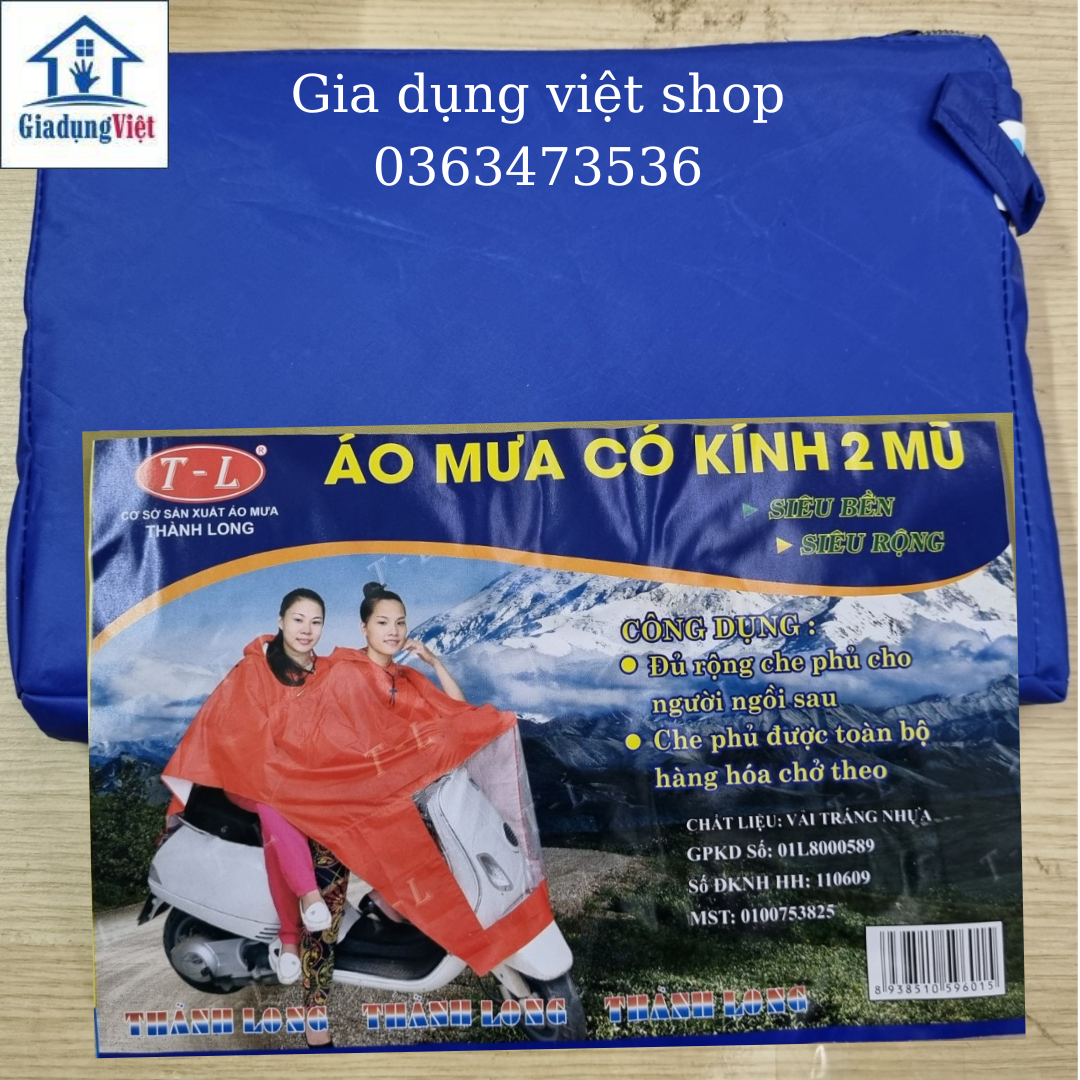 Áo Mưa Cánh Dơi 2 Mũ Vải Dù Thành Long Siêu Bền