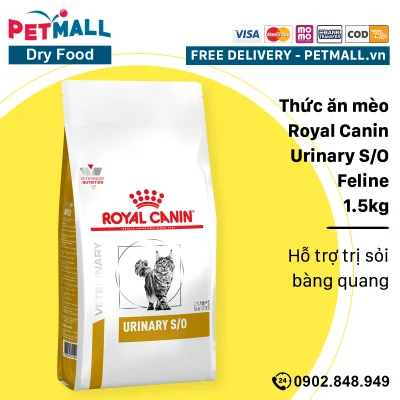 Thức ăn mèo Royal Canin Urinary S/O Feline 1.5kg - Hỗ trợ sỏi bàng quang Petmall