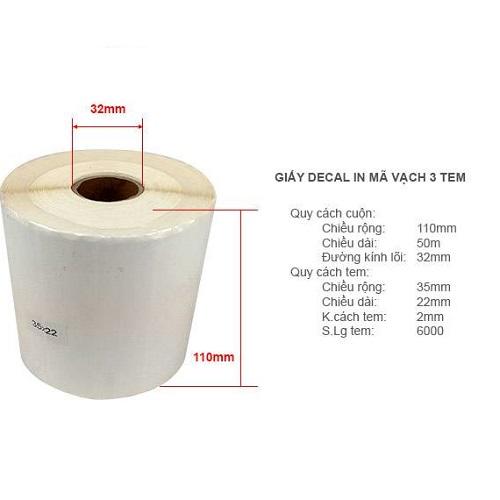Combo 5 cuộn decal in mã vạch hàng 3 tem 35x22mm