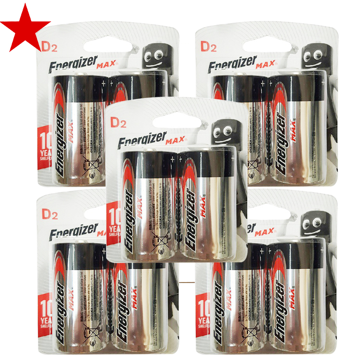 Combo 5 vỉ pin đại D LR20 Energizer Alkaline chính hãng (1 vỉ 2 viên)
