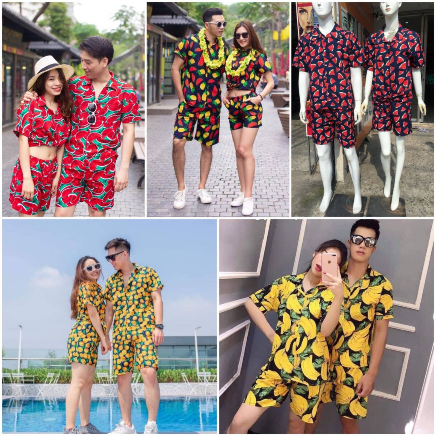 10. Sét quần áo trái cây - Dưa hấu, chuối, cam
