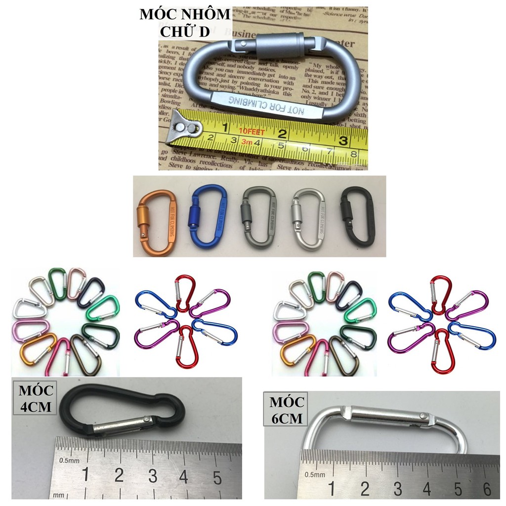 [BÁN BUÔN] móc khóa PHƯỢT THỦ 4cm - 6cm MÓC CHỮ D (chất liệu nhôm)