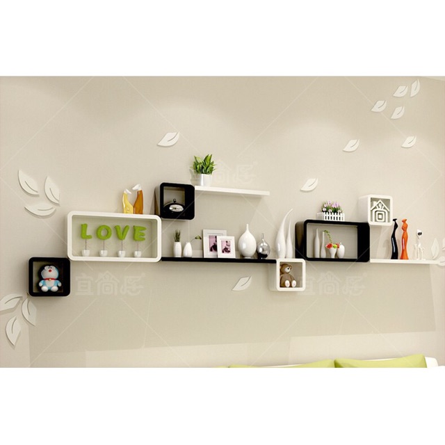 Kệ trang trí treo tường phòng nhỏ DC22 + TẶNG 2 bộ lá gỗ trang trí