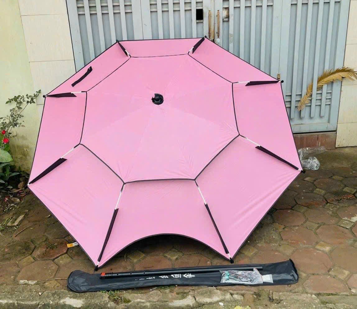 Ô 2 tầng màu hồng - ô câu cá che nắng mưa 2 tầng cao cấp